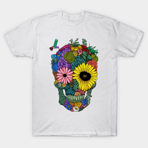 Color flower skull T-Shirt by albertocubatas